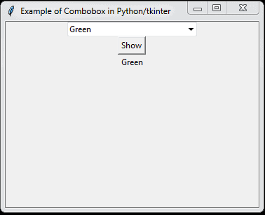 how to display combobox in Python Tkinter