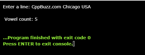 C++ program to count the vowels in the sentence