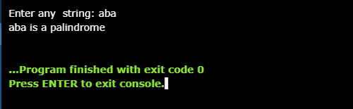 check if string is palindrom in c++