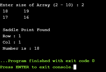 C++ program to find Saddle point