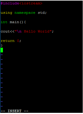 Hello World Program on Linux using vi editor