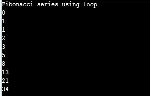 Java program on Fibonacci Series using for loop