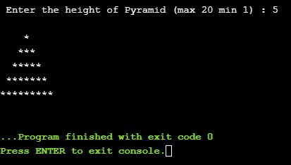 C++ program on Pyramid