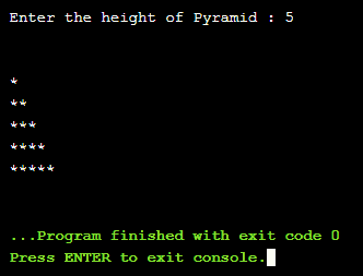 >C program to print Pyramid using star (*)