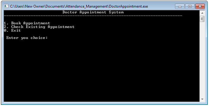 C++ project on doctor appointment