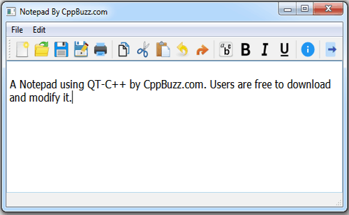 Notepad code in QT C++