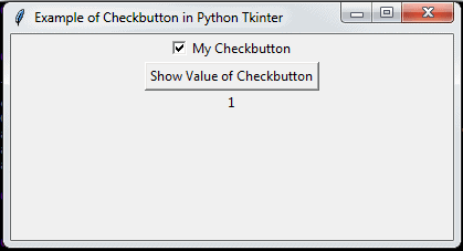 how to display checkbutton in Python Tkinter