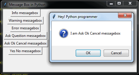 how to display messagebox/popup in Python Tkinter