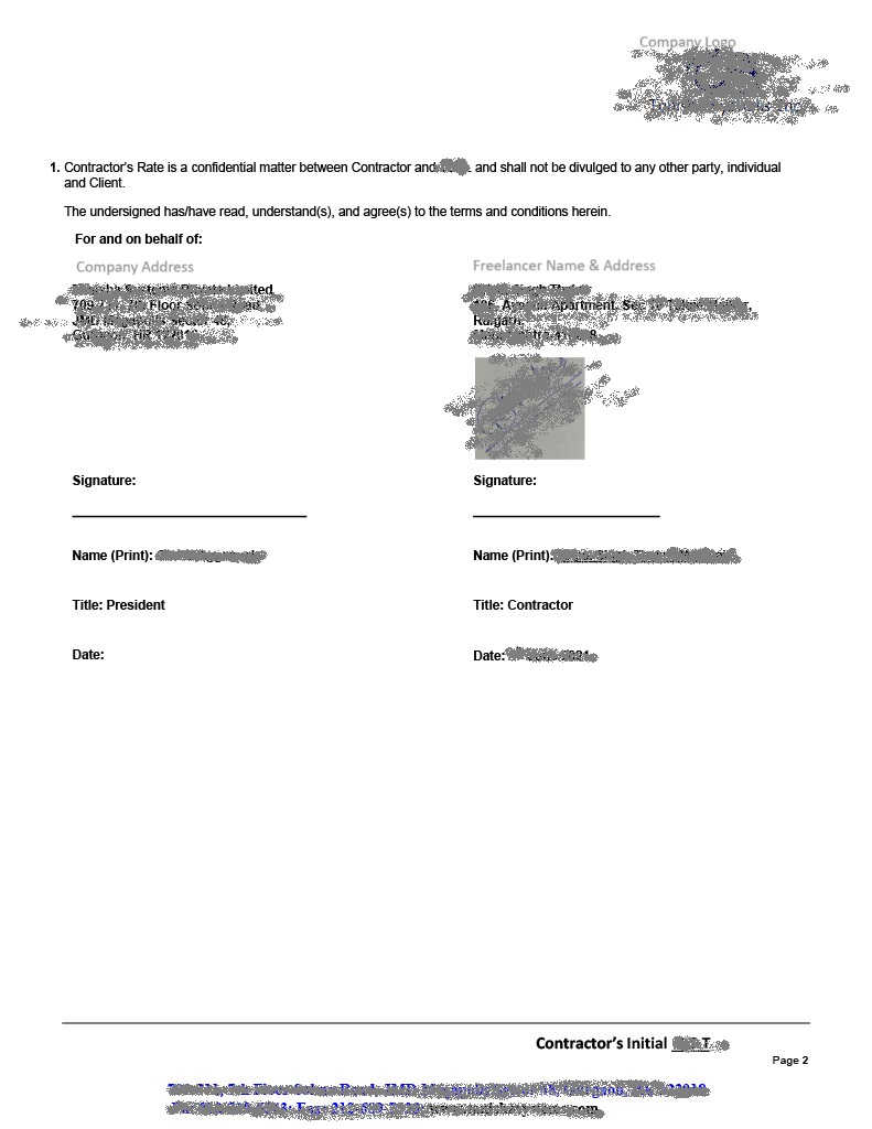 Sample contract letter for freelancers