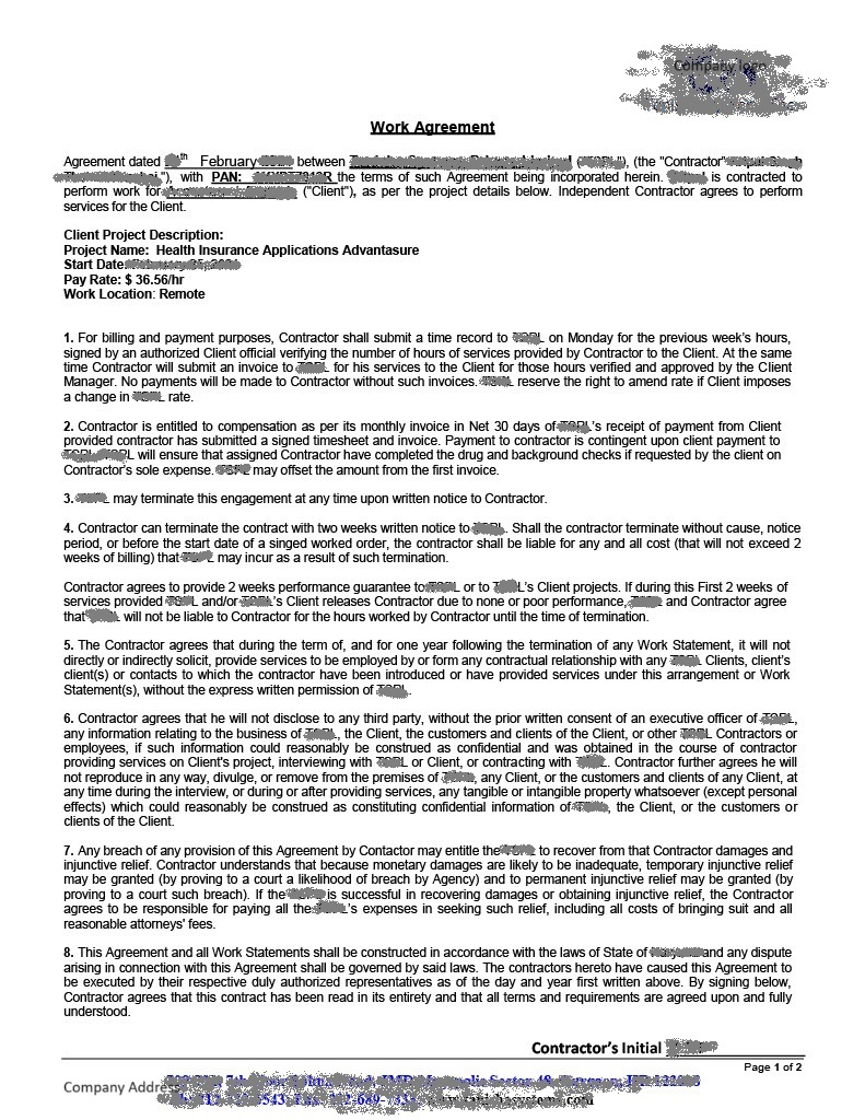 Sample contract letter for freelancers